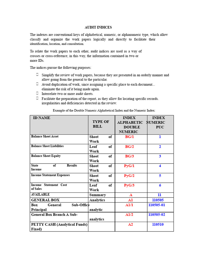 AUDIT INDICES | PDF | Balance Sheet | Business