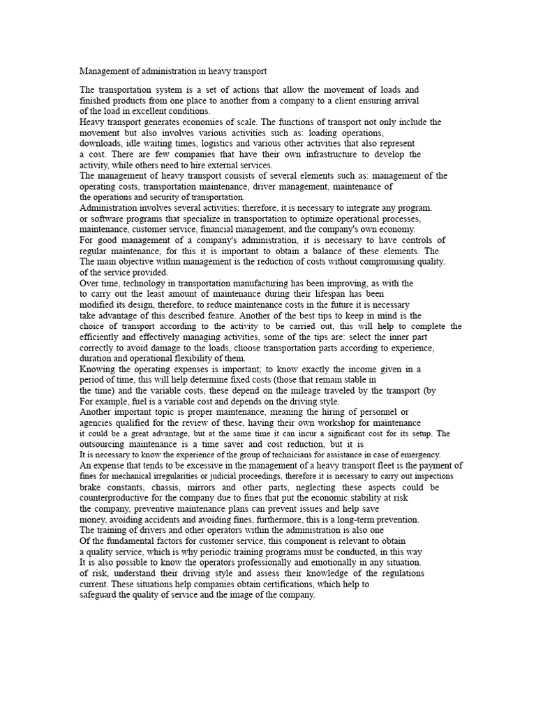 Heavy Transport Administration Management | PDF | Transport | Computer ...