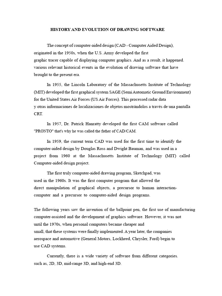 HISTORY AND EVOLUTION OF DRAWING SOFTWARE | PDF | Computer Aided Design ...
