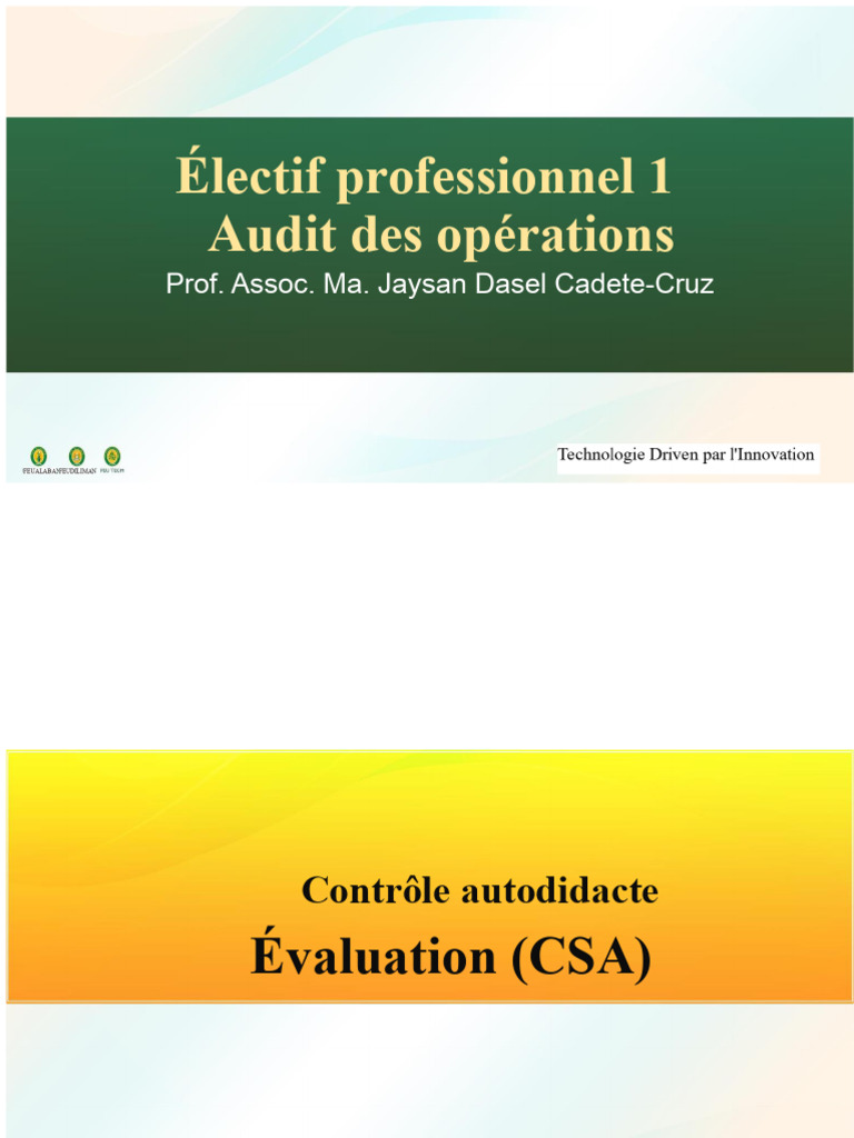 (M2S2-POWERPOINT) Auto-Évaluation de Contrôle (AEC) Et Évaluation de L ...