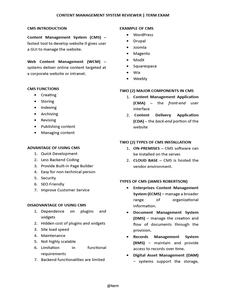 Comprehensive CMS Overview and Review | PDF | Word Press | Information ...