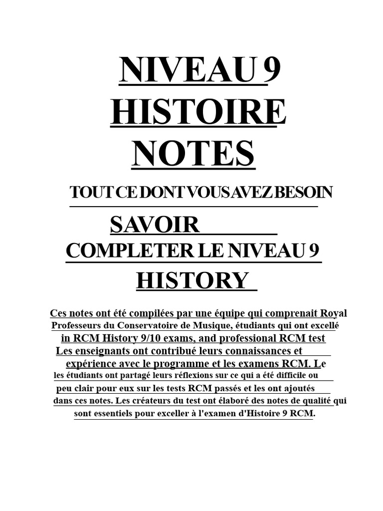 Notes d'Histoire RCM Niveau 9 | PDF | Georg Friedrich Haendel | Jean ...