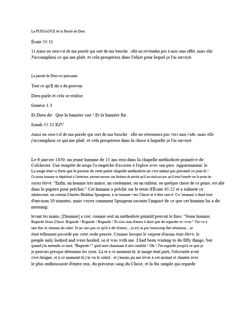 La Puissance Transformante de la Parole de Dieu | PDF | Dieu | Logos ...