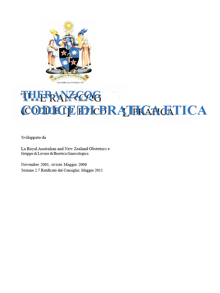 Codice Di Pratica Etica RANZCOG | PDF