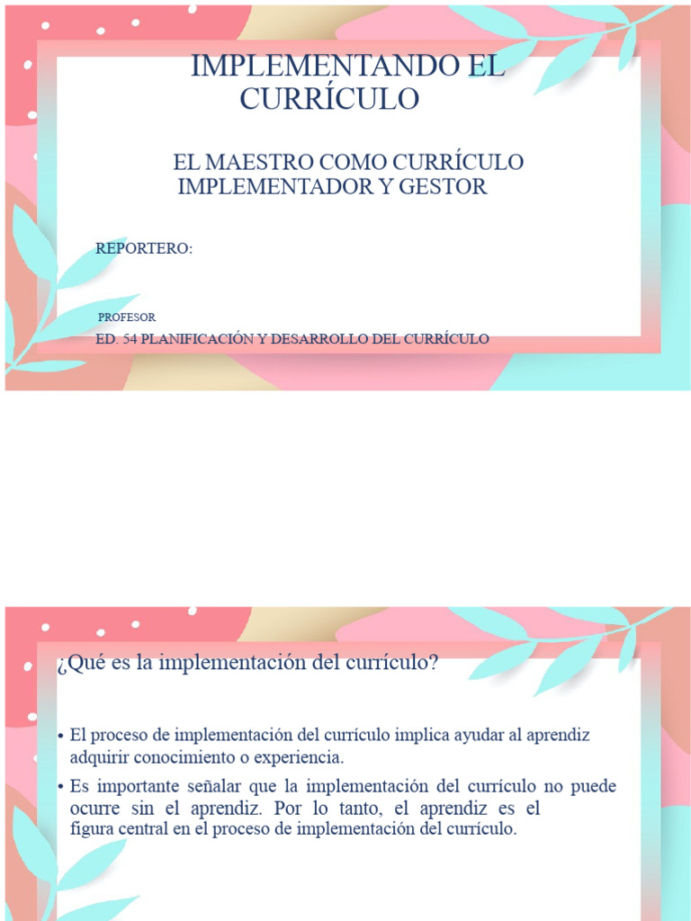 Implementación del Currículo Escolar | PDF | Plan de estudios | Aprendizaje