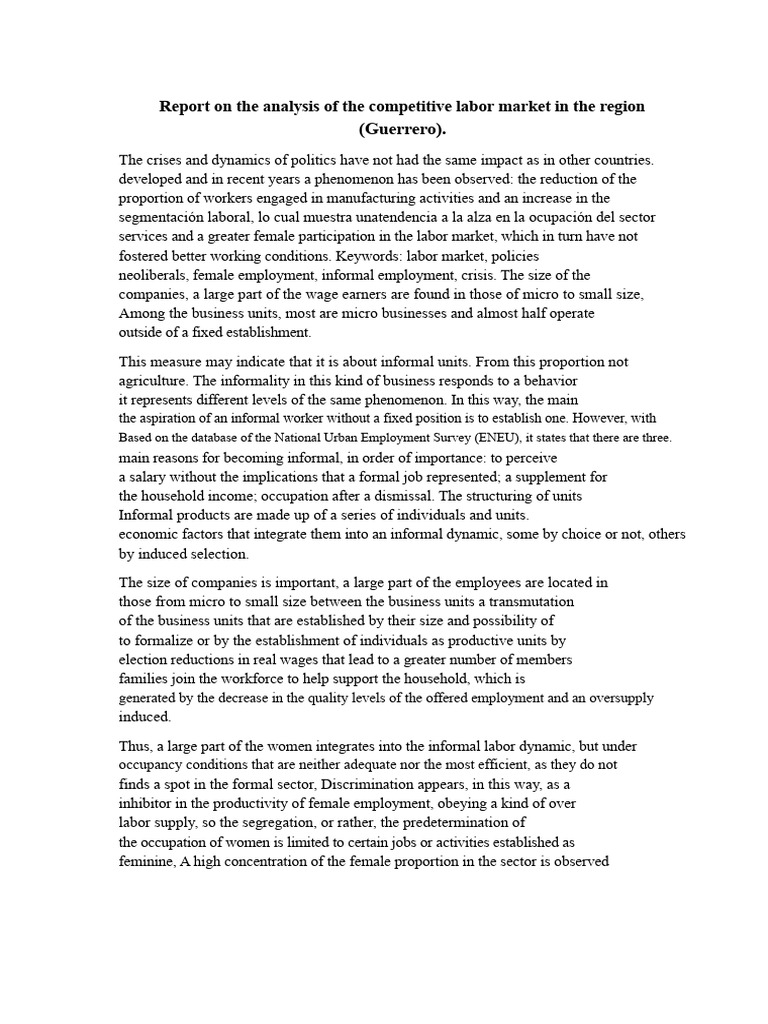 Regional Labor Market Analysis Report | PDF | Employment | Labour Economics