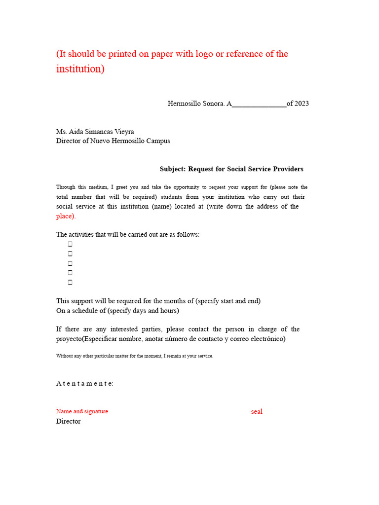 Request for Social Service Providers | PDF