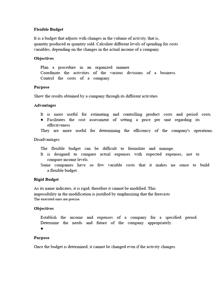 Understanding Flexible vs Rigid Budgets | PDF