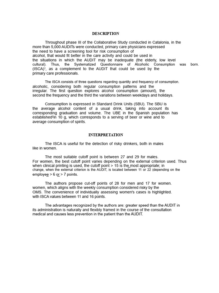 ISCA test instruction | PDF