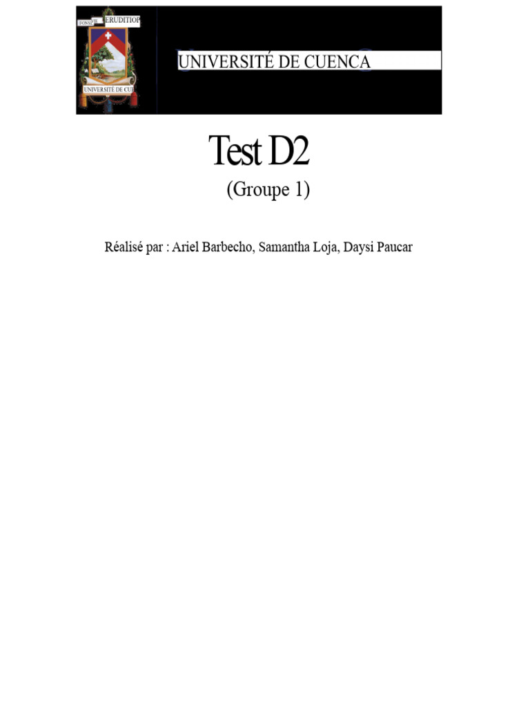 Test D2 : Guide d'application et notation | PDF