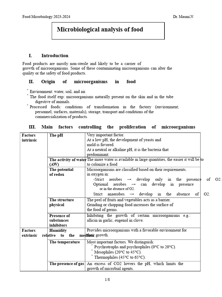 Food Microbiology Analysis Guide 2023 | PDF | Microorganism | Microbiology
