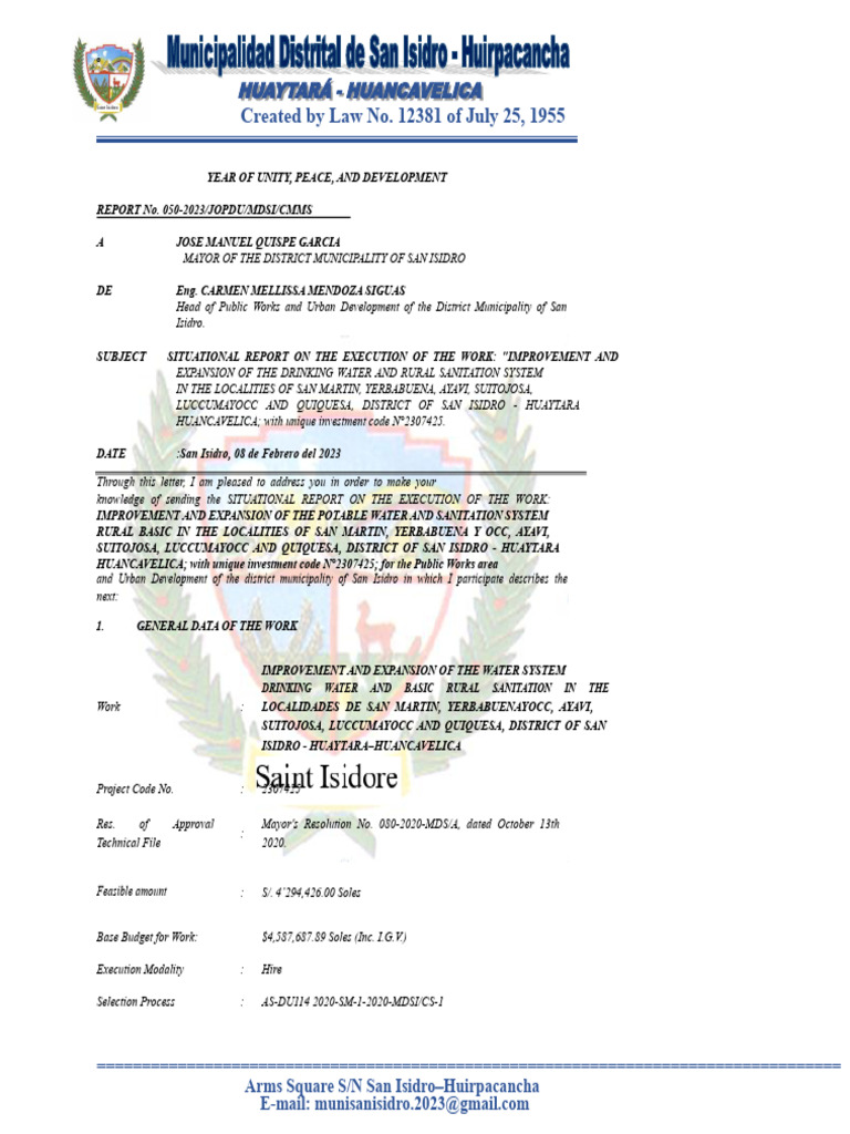 San Isidro Water System Expansion Report | PDF | Pipe (Fluid Conveyance ...