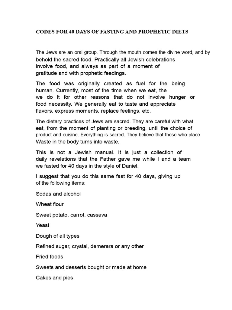 40-Day Fasting and Prophetic Diet Guide | PDF | Elijah | Prayer