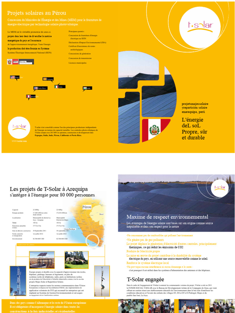Projets solaires T-Solar au Pérou | PDF | Énergie solaire ...