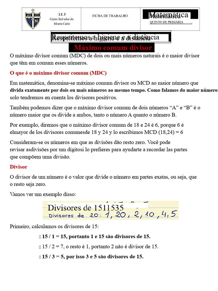 Sessão XIV-Máximo divisor comum-5º ano do ensino fundamental | PDF ...