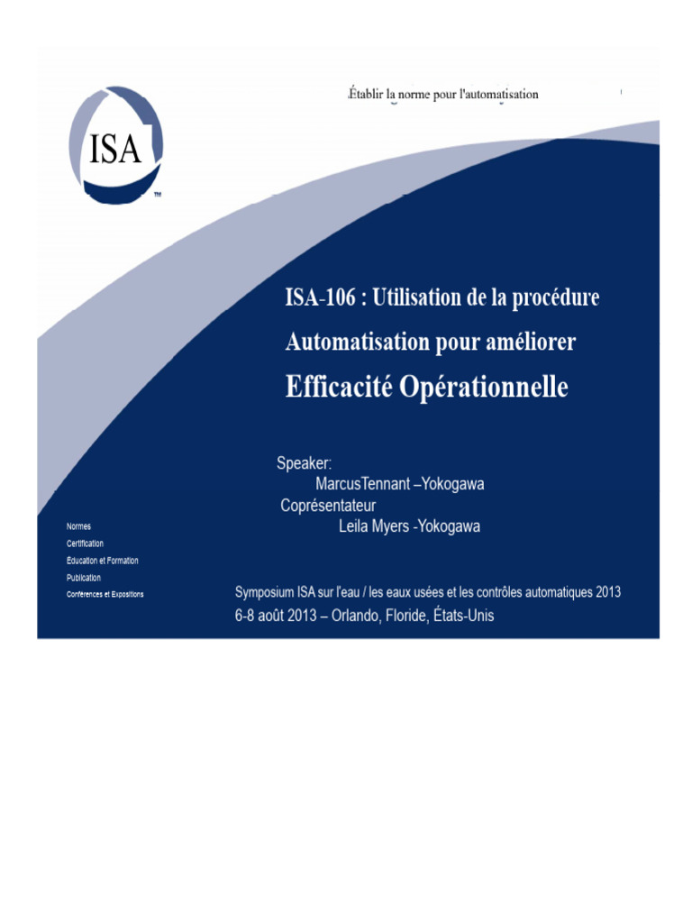 Automatisation des procédures ISA-106 | PDF | Eaux usées | Épuration ...