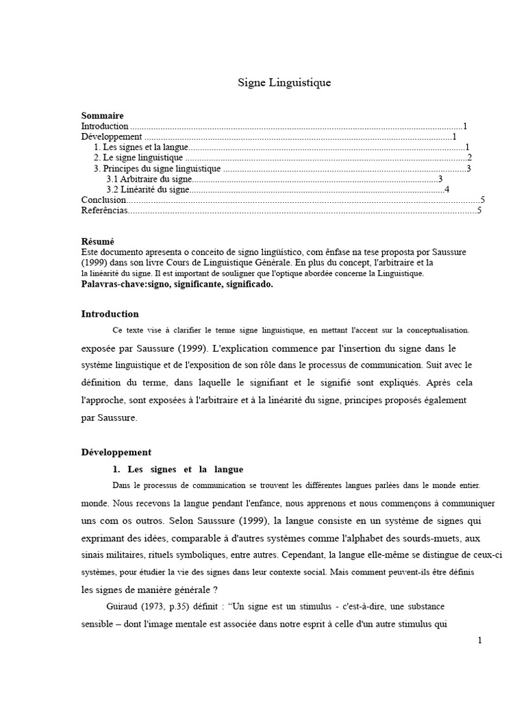 Comprendre le Signe Linguistique | PDF | Linguistique | Sémiotique