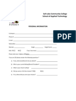 FUNDET Personal Information Form 2012