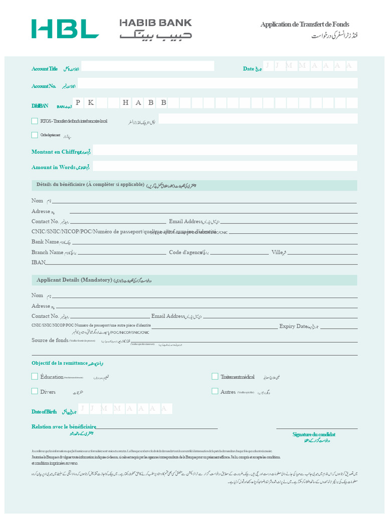 Formulaire de Transfert de Fonds Interbancaire | PDF | Bancaire ...