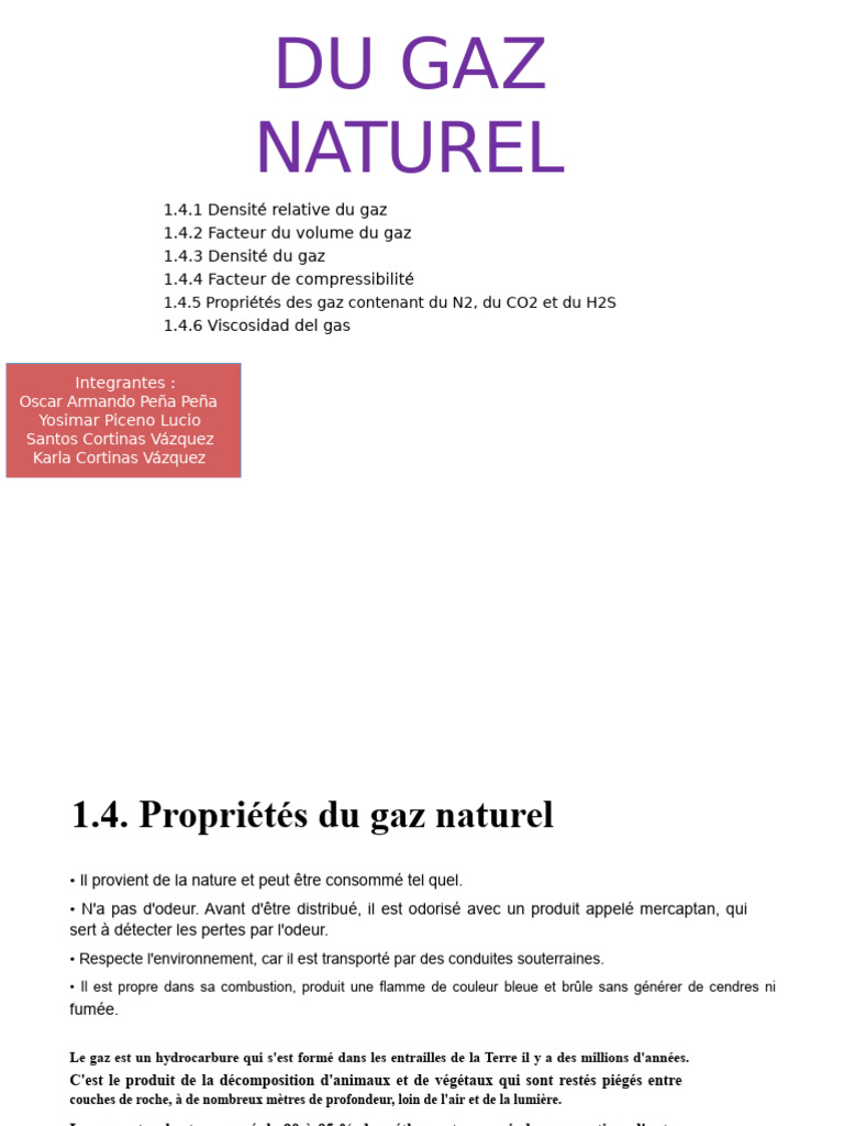 Propriétés et caractéristiques du gaz naturel | PDF | Pression ...