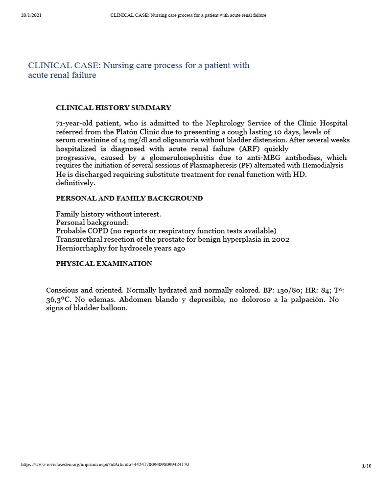 Nursing Care for Acute Renal Failure | PDF | Kidney | Diseases And ...