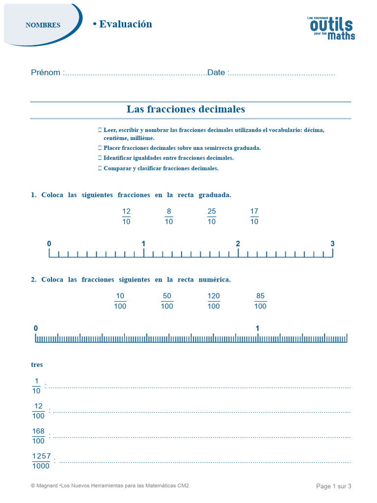 CM2 NUM 11 FRAC DEC AU NB DEC Eval | PDF | Matemáticas | Aritmética