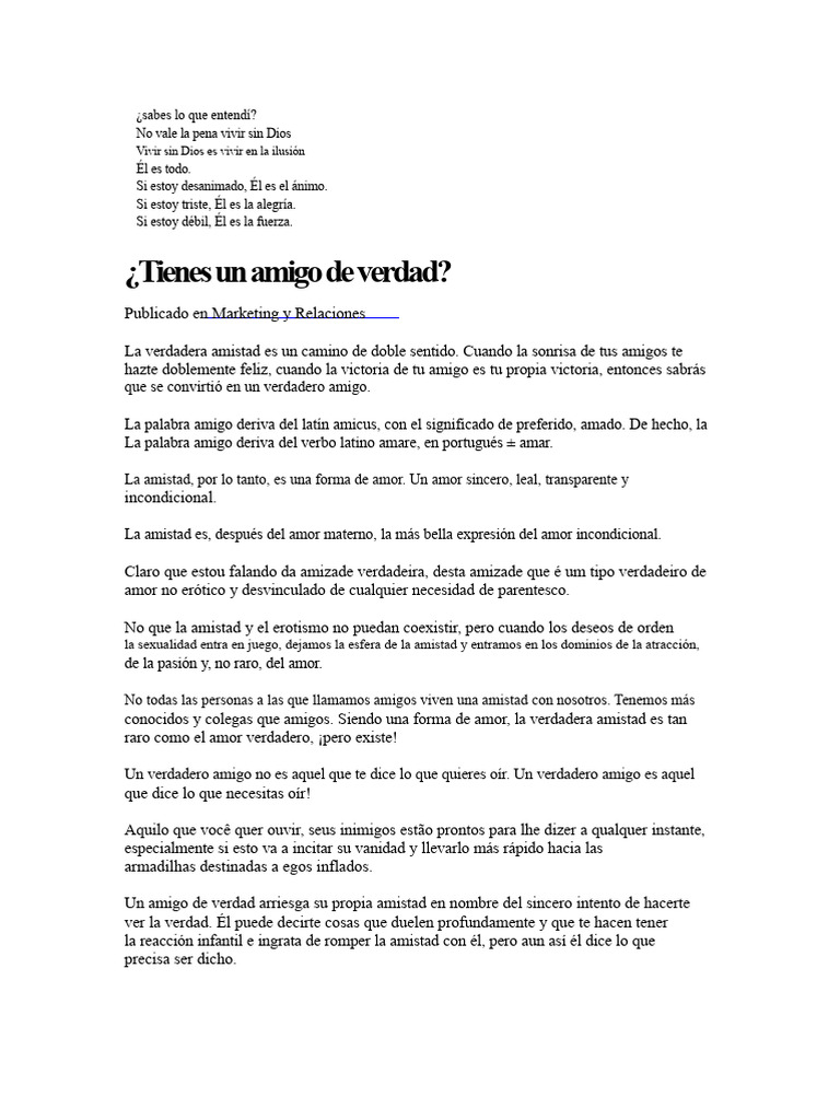 La esencia de la verdadera amistad | PDF | Amor | Verdad