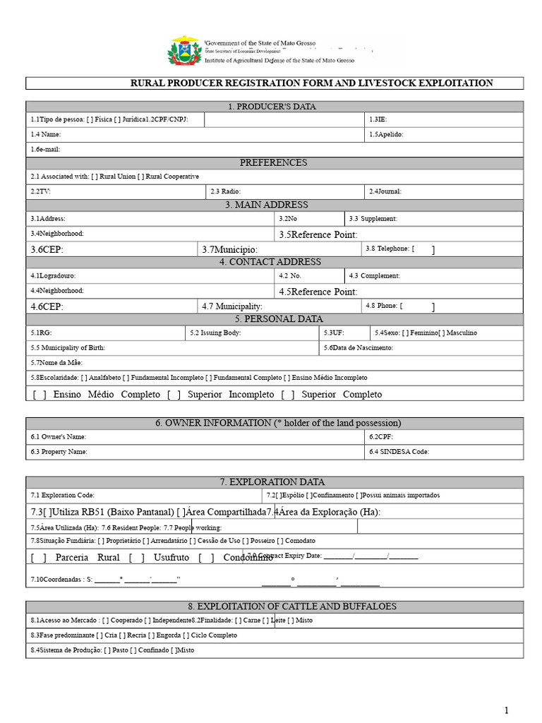 Formulário de Registro de Produtor Rural | PDF | Agricultura