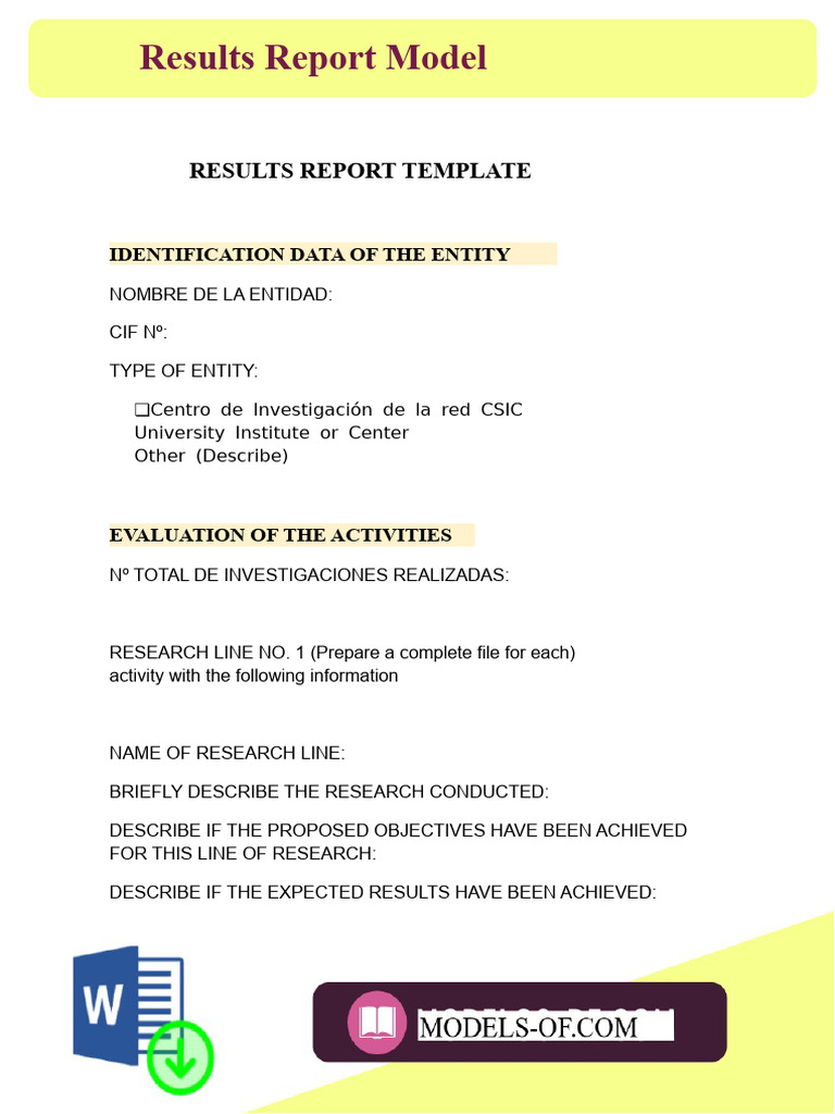 Model of Results Report | PDF