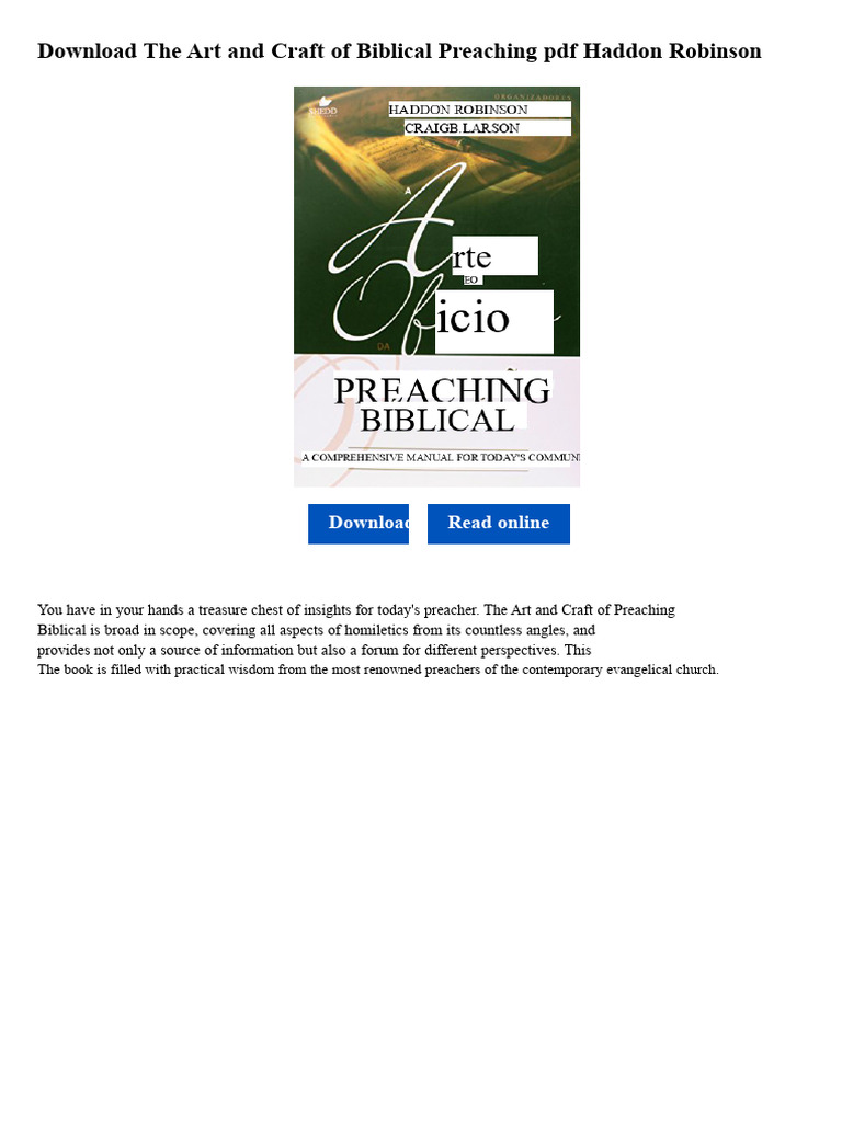 The Art and The Craft of Biblical Preaching | PDF