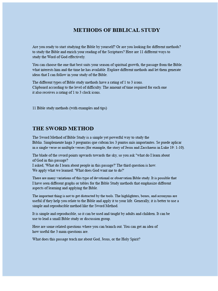 11 Effective Bible Study Methods | PDF | Bible | Chapters And Verses Of ...