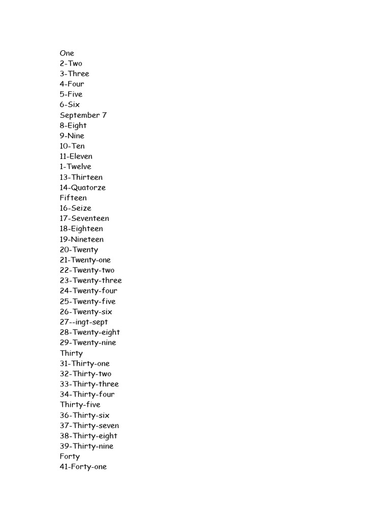 Number List from One to Four Hundred Forty-Three | PDF | Numbers ...