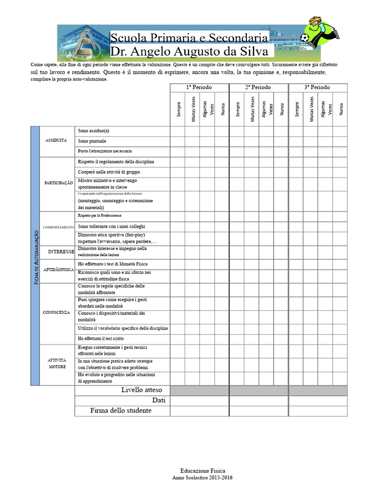 Scheda Individuale e Autovalutazione | PDF