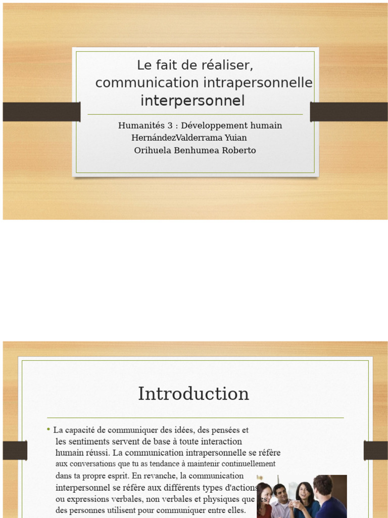 Communication Intrapersonnelle Et Interpersonnelle | PDF | Émotions ...