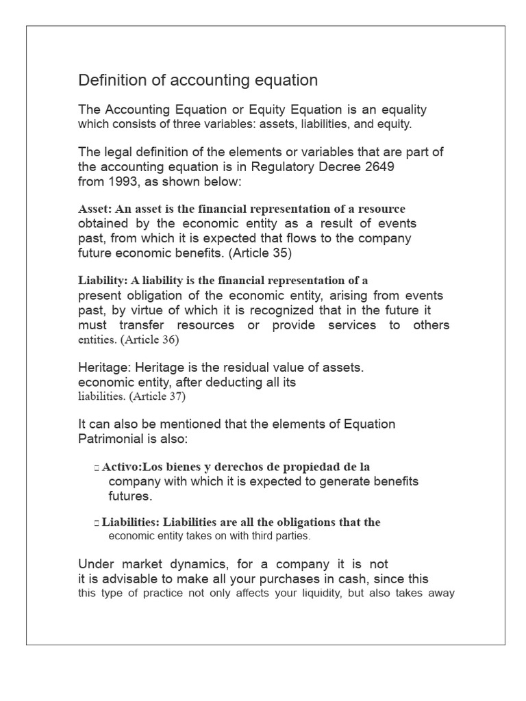 Understanding the Accounting Equation | PDF | Equity (Finance) | Debits ...