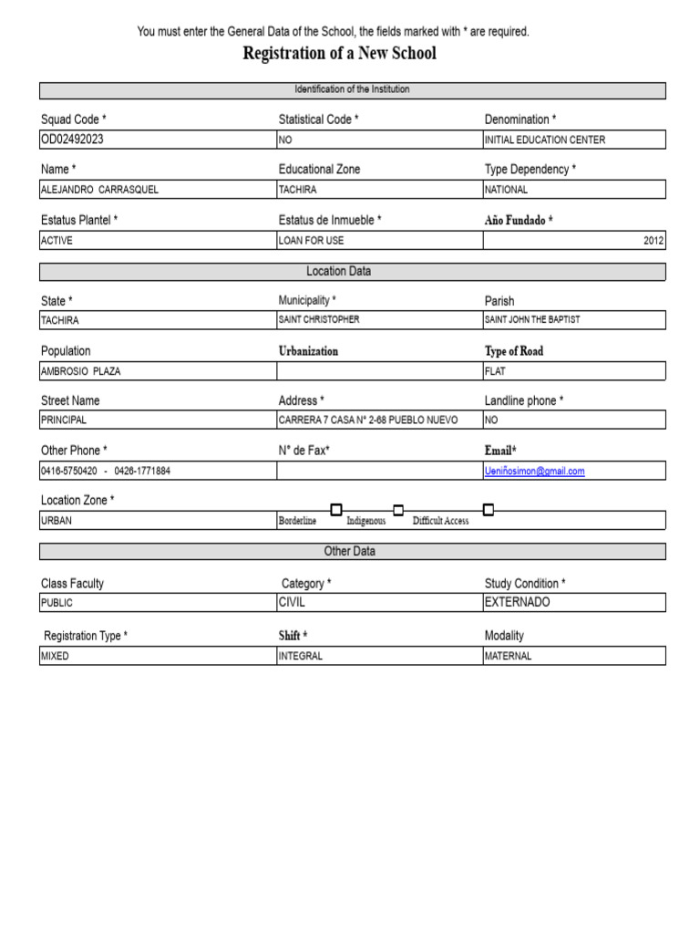 FORMAT Register in School Management System (SGE) | PDF | Privacy ...