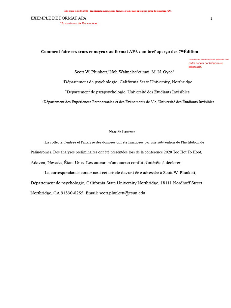 Guide pratique du format APA 7ème édition | PDF | Police d'écriture