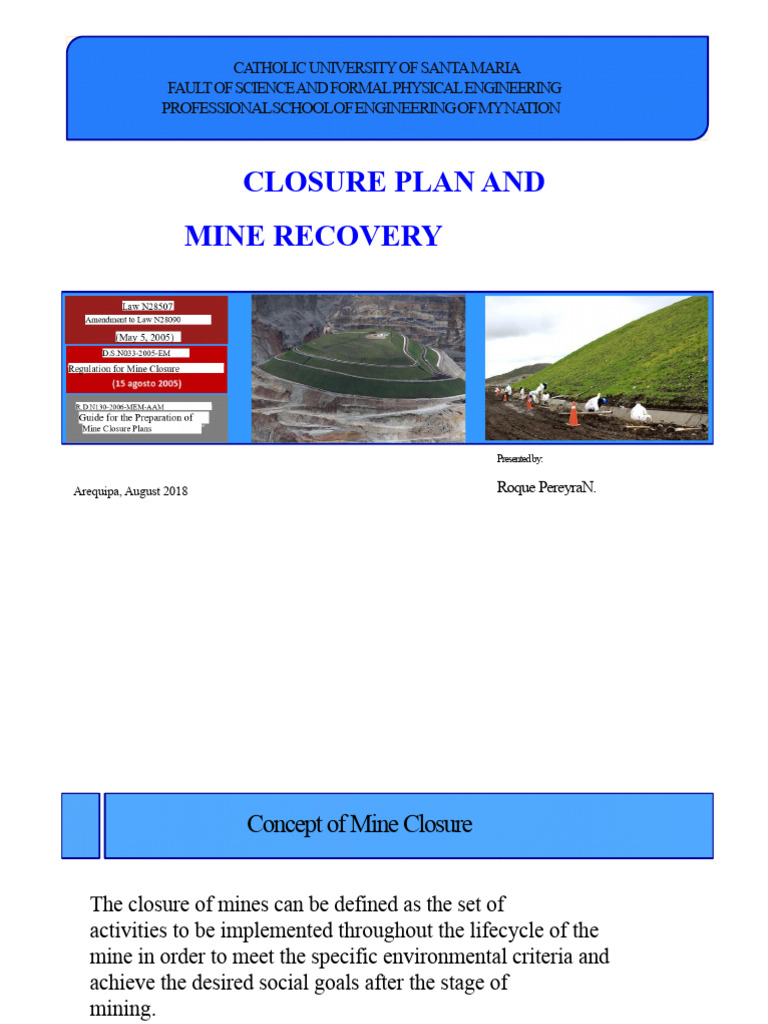 Closure Plan | PDF | Environmental Impact Assessment | Mining
