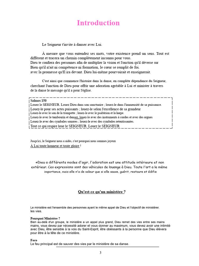Danse et Ministère : Adoration Divine | PDF | David | Dieu