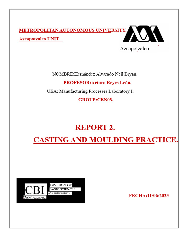Casting and Moulding Process Report | PDF | Foundry | Secondary Sector ...