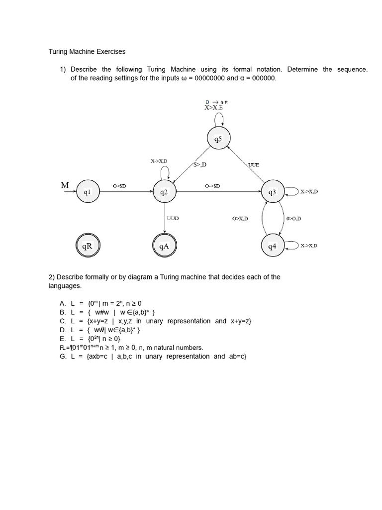 Turing Machine Exercises | PDF