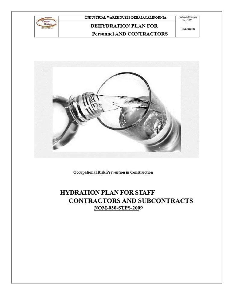 Hydration Plan for Construction Workers | PDF | Dehydration | Hyperthermia