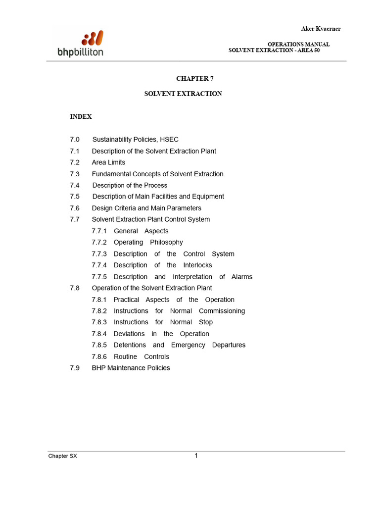 Solvent Extraction Operations Manual | PDF | Viscosity | Ph