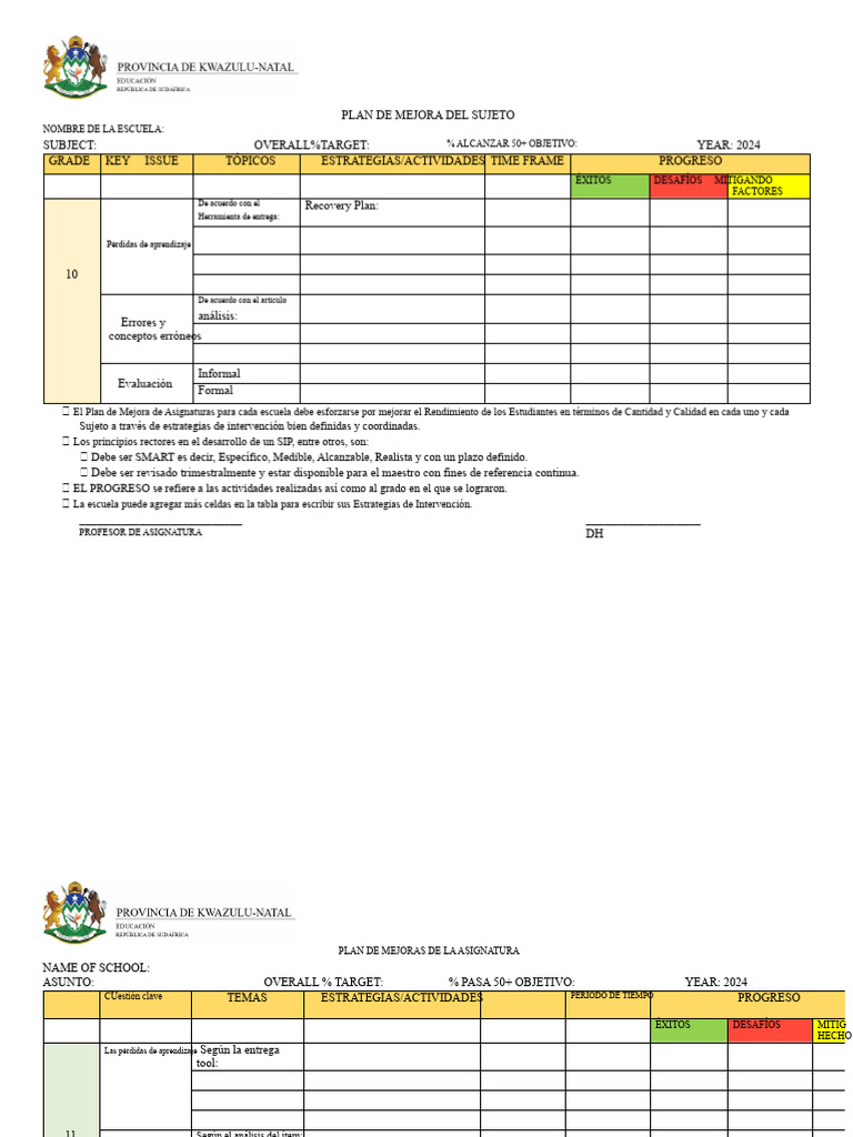 Plan de Mejora Educativa 2024 | PDF | Aprendizaje | Cognición