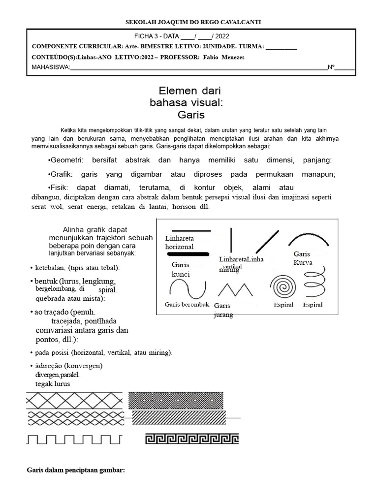 FICHA 3 Elemen Bahasa Visual Garis | PDF