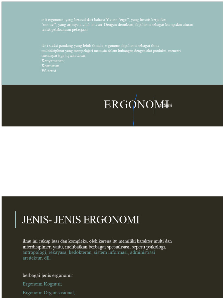 Jenis-Jenis Ergonomi dan Aplikasinya | PDF