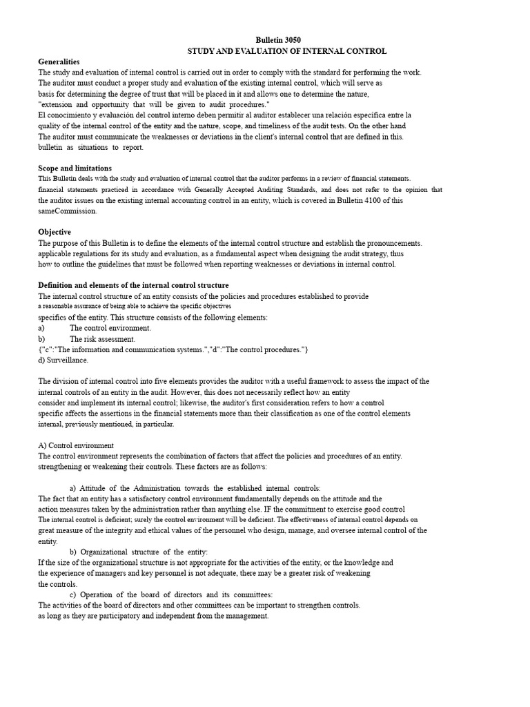Internal Control Evaluation Guidelines | PDF | Internal Control | Audit