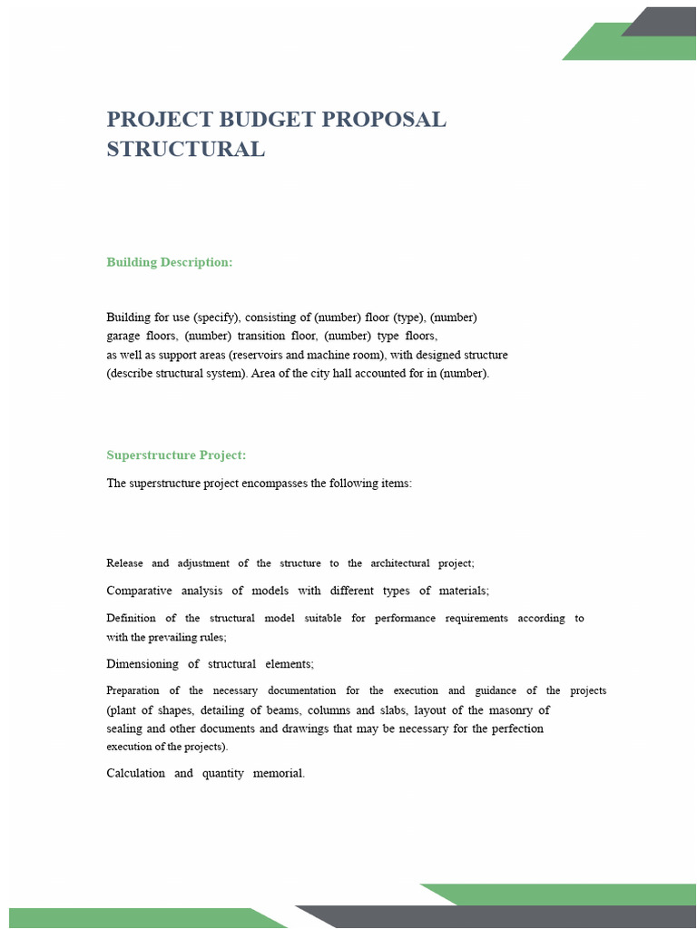 Structural Project Budget Proposal | PDF