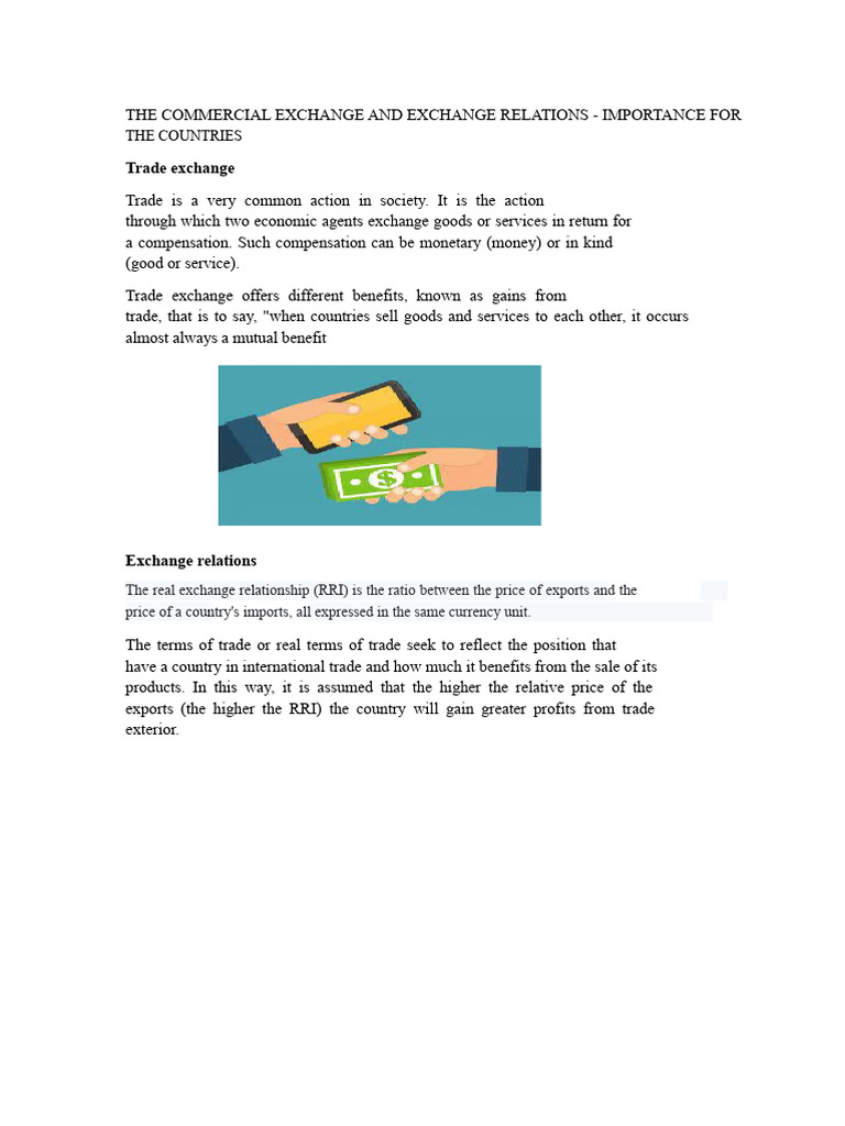 TRADE EXCHANGE AND EXCHANGE RELATIONS | PDF