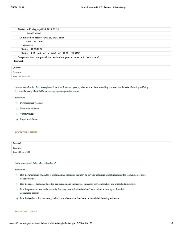 Questionnaire Unit 3 USICAMM 2 | PDF | Procedural Knowledge | Learning